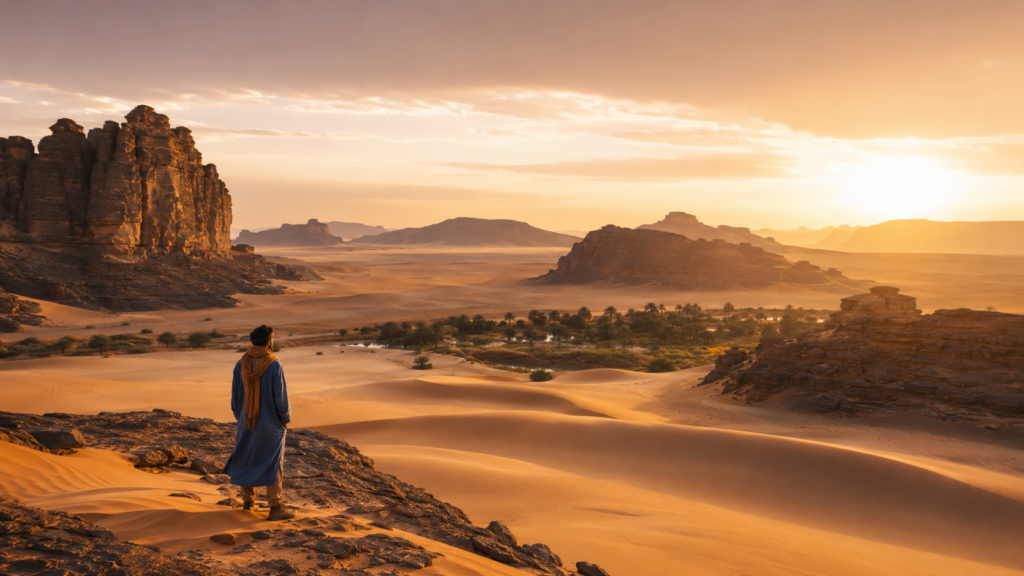 traveler exploring north african desert